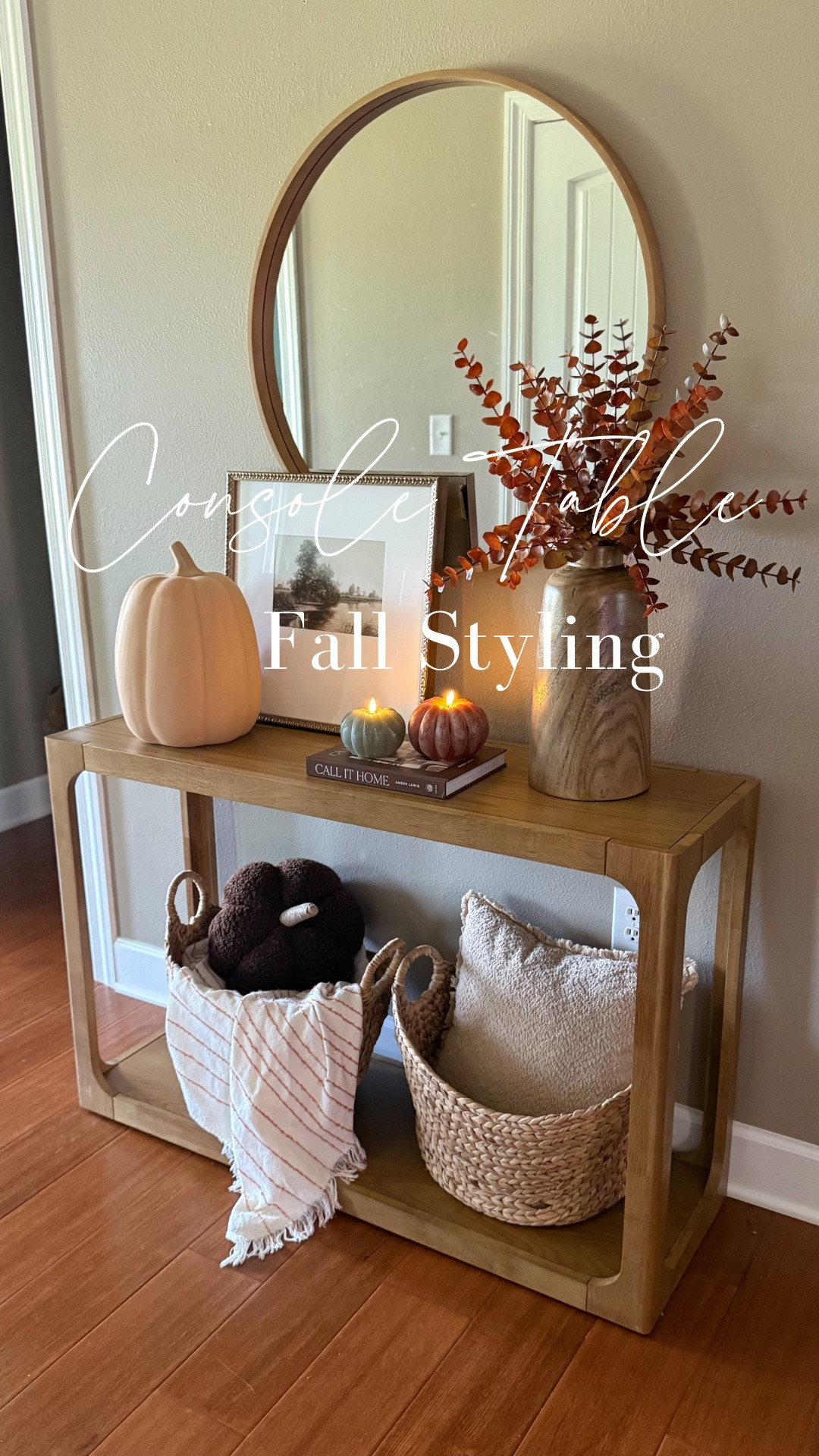Adding in a little bit of fall to my console table today! I’ll have the full video up on YouTube Friday! 

The pumpkin was a DIY & is a jack-o’-lantern on the other side. I just painted a ceramic pumpkin with baking soda mixed in. The art is old Hearth & Hand. The flameless pumpkin candles are from Hobby Lobby (huge Pottery Barn look for less)! The stems are old Target Dollar Spot & wooden vase is Hobby Lobby. I’ll link everything else and look for similar for you! 

#LTKSeasonal #LTKHome #LTKFindsUnder50