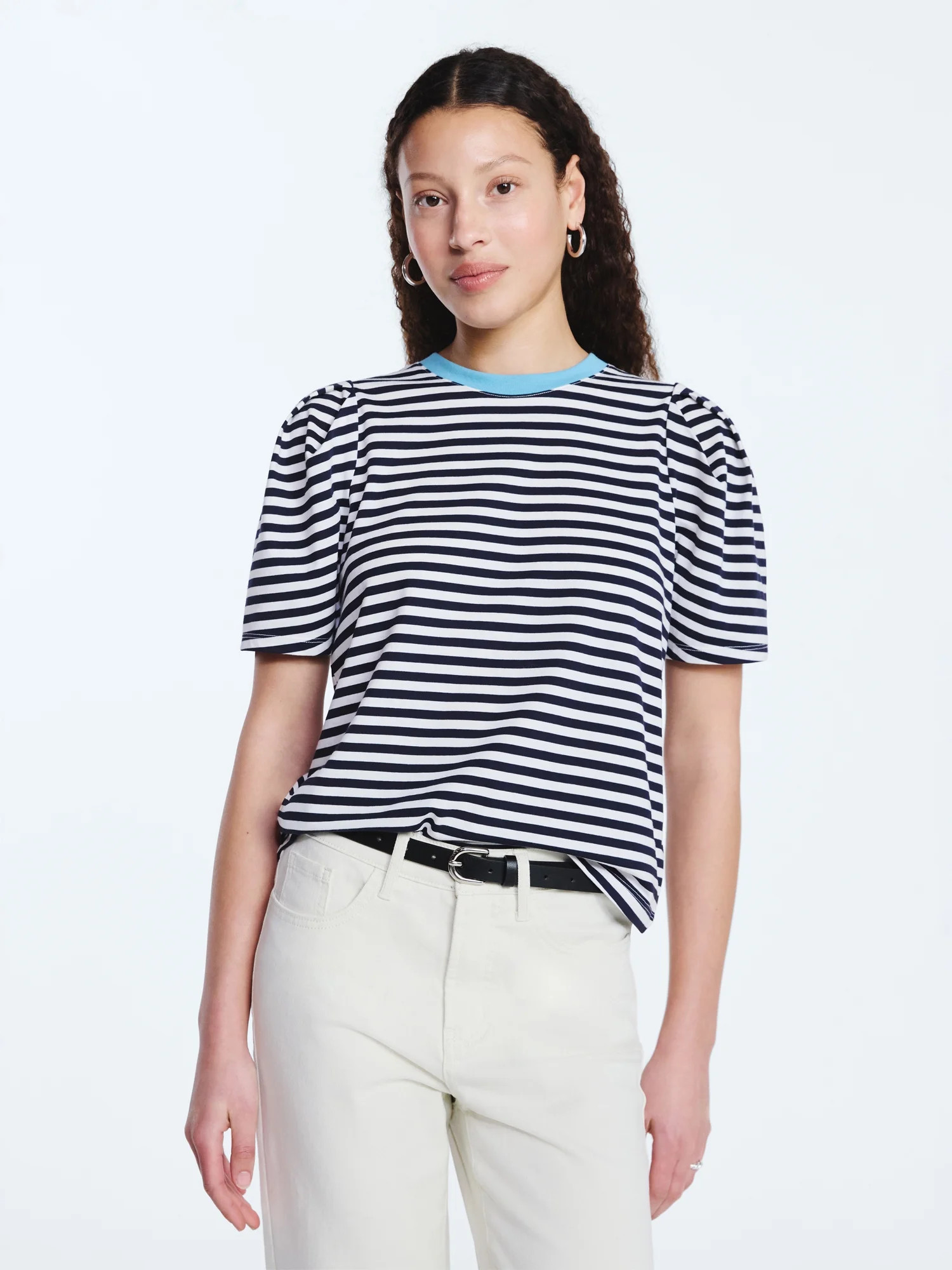 Free Assembly Women's and Women's Plus Crewneck Tee with Puff Sleeves, XS-4X | Walmart (US)