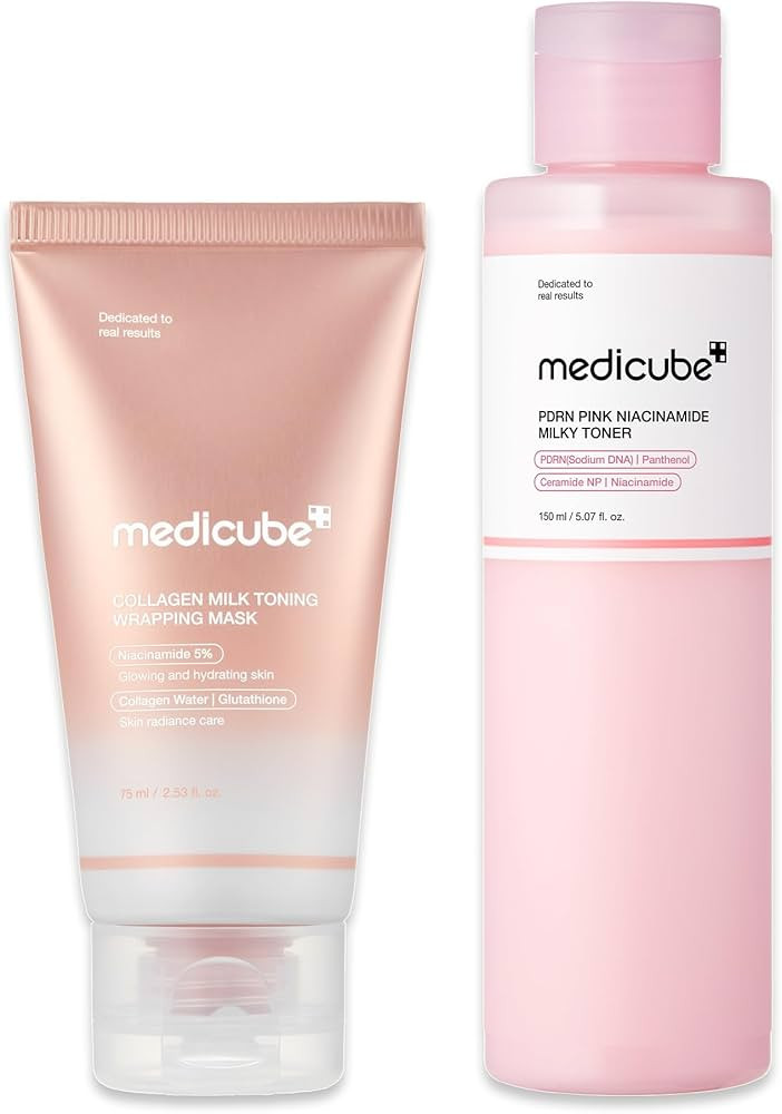 medicube Milky Glazed Donut Skin Duo: Collagen Glazed Milky Glow Wrapping Mask and PDRN Pink Niac... | Amazon (US)