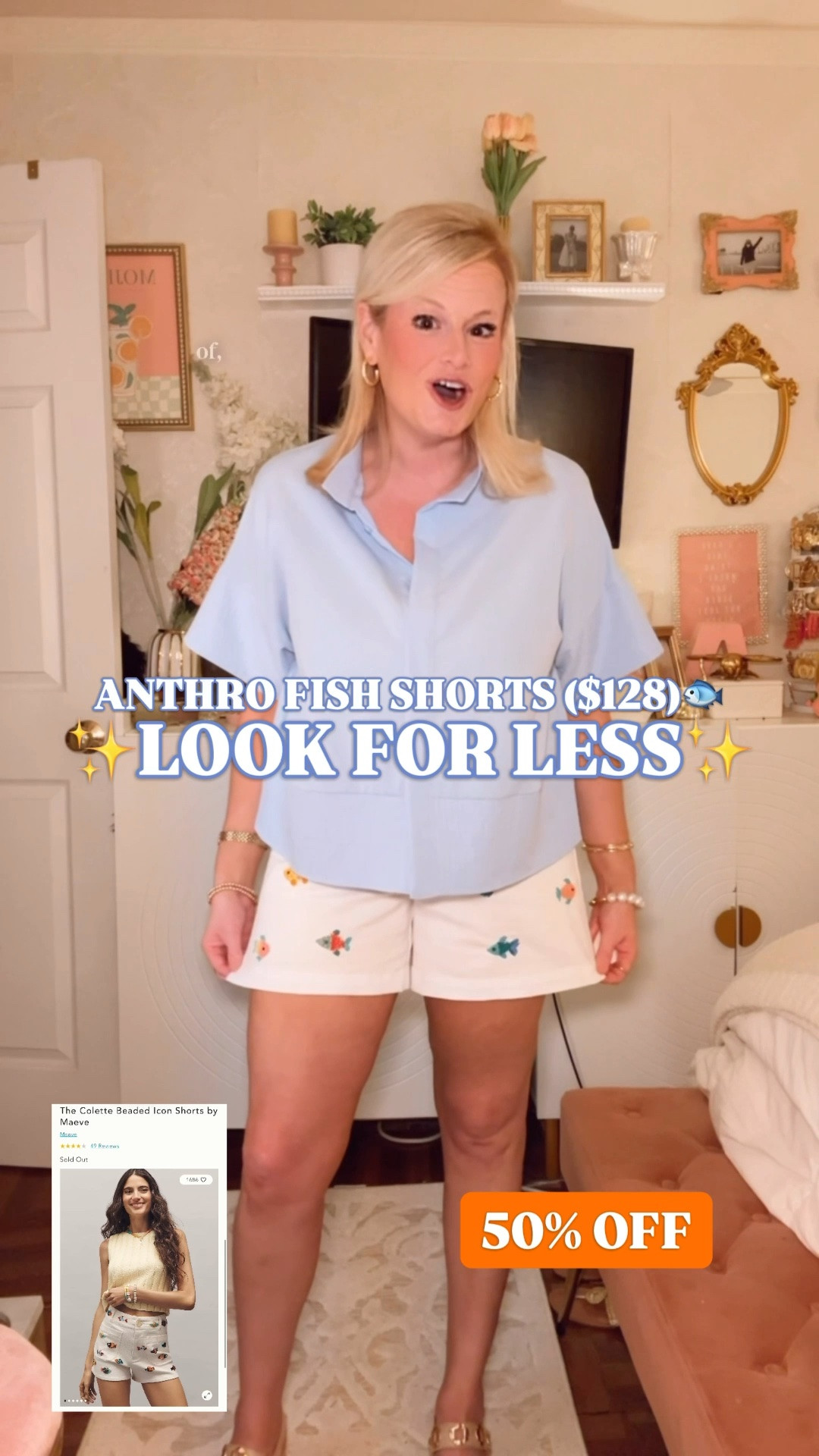 Anthropologie beaded fish shorts look for less, coastal shorts, vacation outfit

These beaded fish shorts are giving the sold-out Anthro coastal look for way less. 🐟

The white short, colorful beaded fish detail, polished 5” inseam, belt loops, pockets, and clean tailored shape make them feel like the kind of playful summer piece you find right before vacation and immediately build three outfits around.

I’m in my true size 6. They have a cotton and spandex blend, so they still feel wearable while looking structured and pulled together.

This is the pair for beach vacations, resort days, lake weekends, Fourth of July outfits, coastal dinners, poolside lunches, boat days, girls trips, and those summer plans where plain shorts just feel a little too boring.

Style them with a white button down, blue poplin shirt, striped tee, simple tank, swimsuit, raffia tote, sandals, espadrilles, or a lightweight sweater. The beaded fish give them personality, but the crisp white base keeps them polished and easy to style.

If you love Anthropologie style, coastal summer outfits, nautical outfits, preppy vacation outfits, resort wear, playful statement shorts, and designer look for less finds, these are such a good grab.

If you’re searching for Anthropologie shorts look for less, Anthro beaded fish shorts, beaded fish shorts, fish shorts women, coastal shorts women, white shorts women, vacation shorts women, resort shorts, preppy shorts women, nautical shorts, summer shorts with pockets, beach vacation outfit, lake weekend outfit, Fourth of July outfit, resort wear women, Crown and Ivy shorts, Sewing Down South, Belk finds, designer look for less, or Anthro style for less, this pair is exactly the coastal look.

#LTKFindsUnder50 #AnthroStyle #LookForLess #CoastalStyle #PreppyStyle #VacationOutfit #ResortWear #BeachVacationOutfit #NauticalStyle #BelkFinds

#LTKSeasonal #LTKSaleAlert #LTKTravel