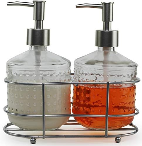 Circleware Vintage Soap Dispenser Bottle Pumps in Metal Caddy 3-Piece Set of Home Bathroom Access... | Amazon (US)