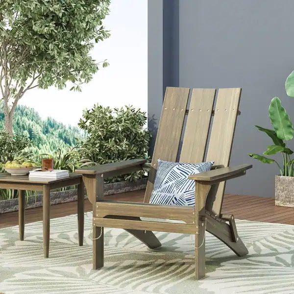 Zuma Outdoor Contemporary Acacia Wood Foldable Adirondack Chair by Christopher Knight Home - Over... | Bed Bath & Beyond