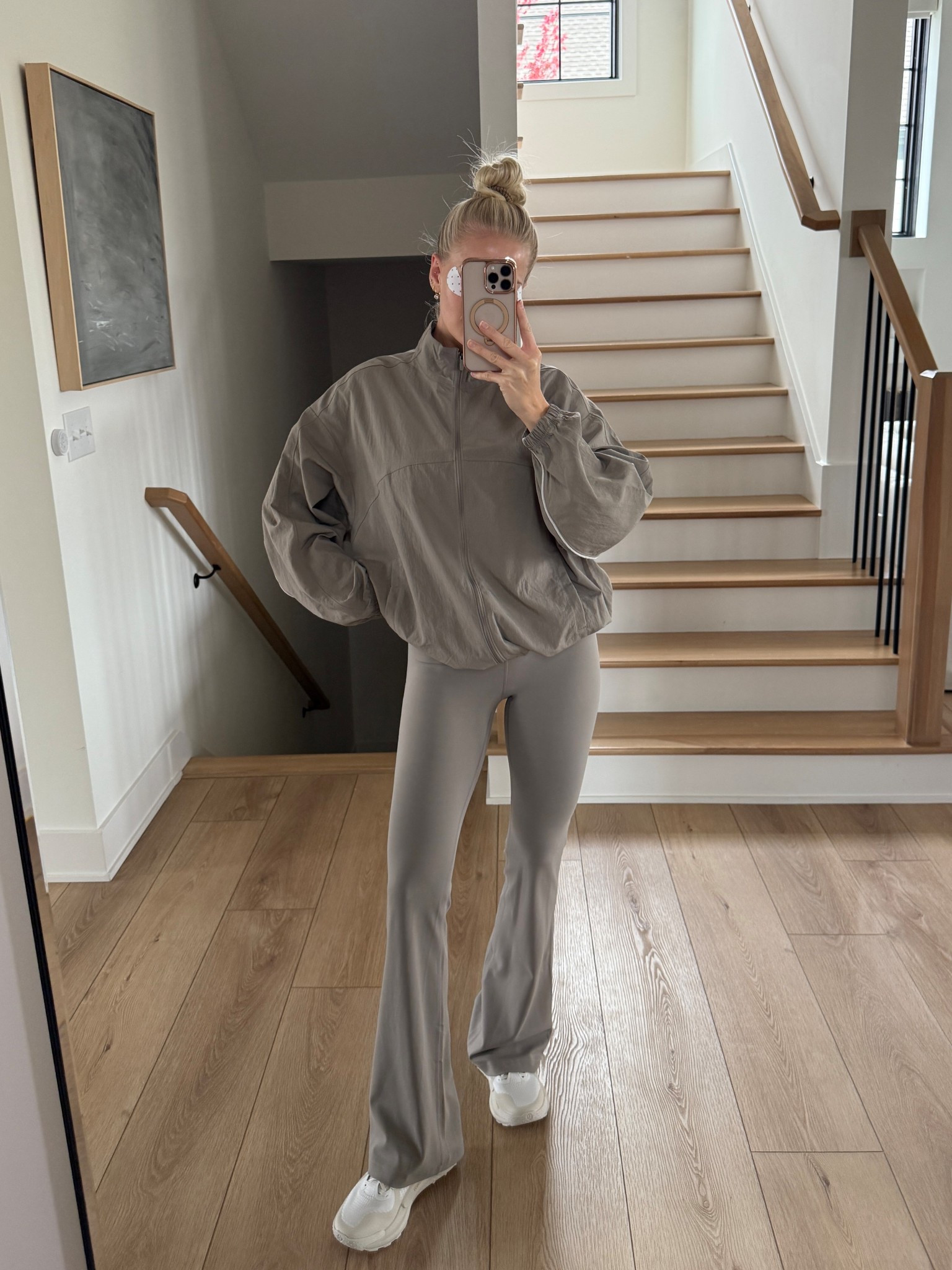 Wearing a size small jacket, 4 in pants (color: warm ash grey), shoes are tts! Code KATHLEEN20 for discount in earrings! #kathleenpost

Workout outfit, fall fitness, fall walk outfit, athleisure, errands outfit 

#LTKActive #LTKStyleTip #LTKSeasonal