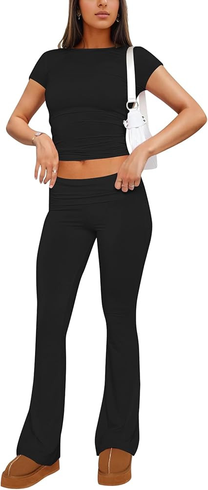 ZHENWEI Two Piece Outfits For Women Short Sleeve Casual Lounge Sets For Women Fashion Top And Bot... | Amazon (US)