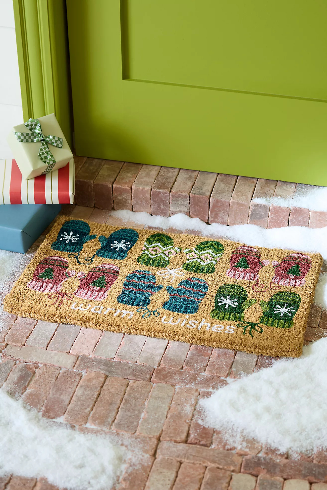 Warm Wishes Mittens Printed Coir Doormat | Anthropologie (US)