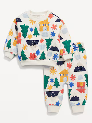 Unisex Printed Quilted Crew-Neck Sweatshirt & Jogger Pants Set for Baby | Old Navy (US)
