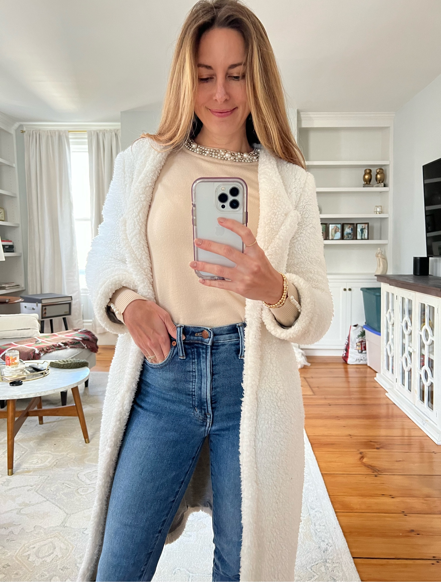 Holiday sweater, white teddy coat, sherpa jacket, cozy coat, sherpa trench, on sale now, pretty sweater, casual holiday outfit 

#LTKHoliday #LTKSeasonal #LTKsalealert