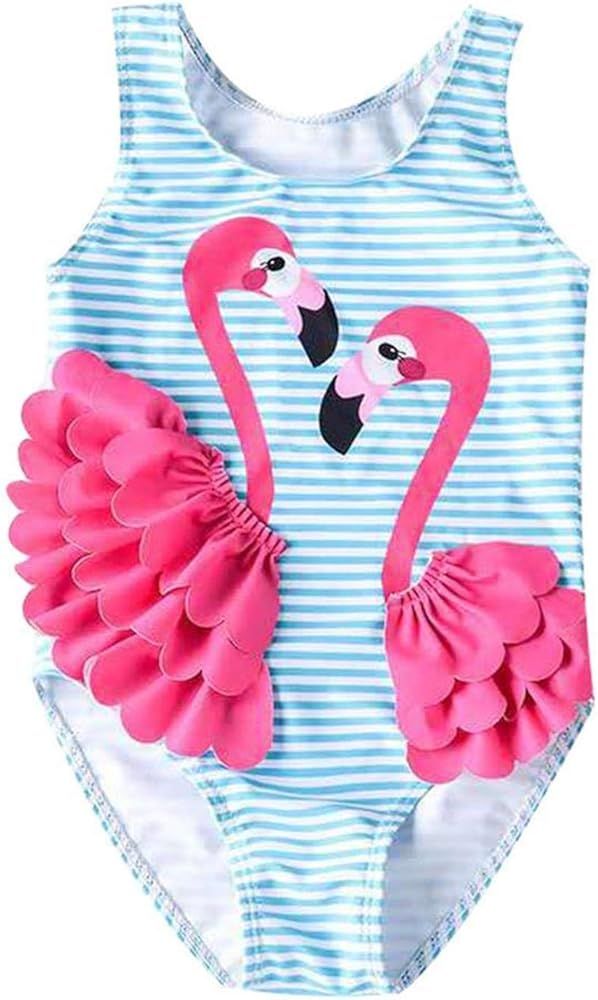Toddler Baby Girls Swimsuit One-Piece Swimwear Ruffled Backless Bathing Suit Tankini | Amazon (US)