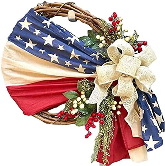 Colofity American Wreath, Handcrafted 4th of July Patriotic Sunflower Shape Wreath for Front Door... | Walmart (US)