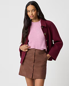 Faux-suede button-front A-line skirt | J.Crew Factory