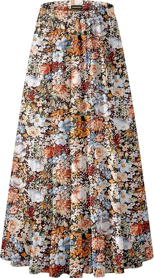 NASHALYLY Women's Chiffon Elastic High Waist Pleated A-Line Maxi Skirts | Amazon (US)