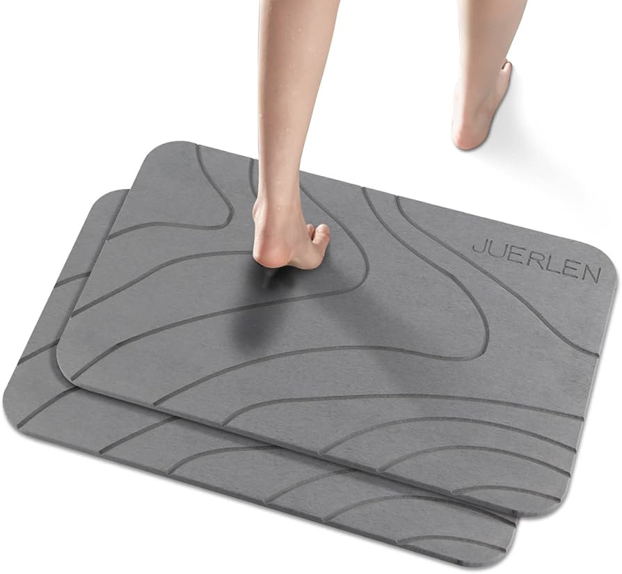 2 Pack Diatomaceous Earth Shower Mat, Stone Bath Mat, Nonslip Super Absorbent Fast-Drying Hard Ba... | Amazon (US)