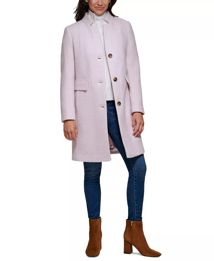 DKNY Women's Single-Breasted Boucle Walker Coat, Created for Macy's & Reviews - Coats & Jackets -... | Macys (US)