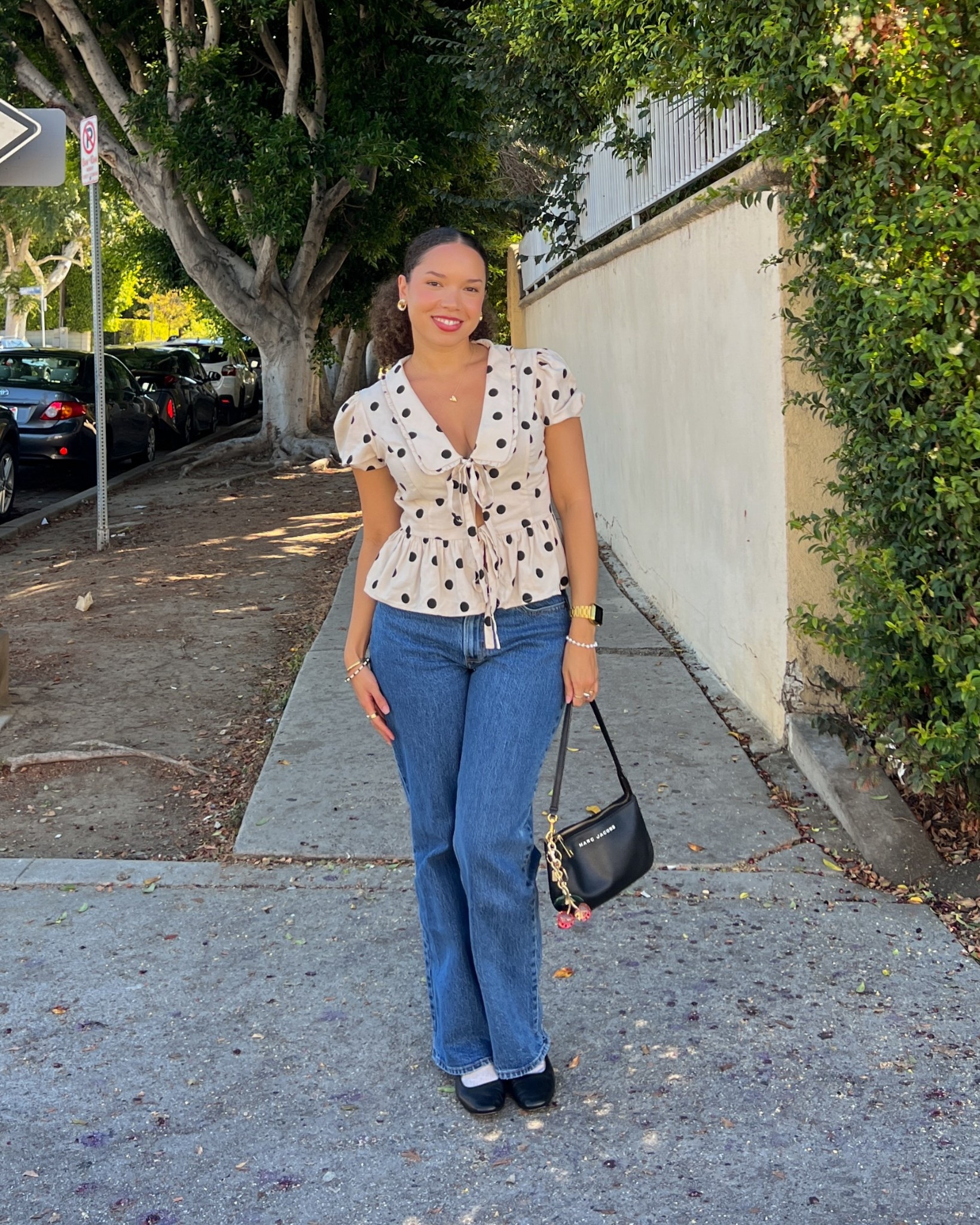 Recent fall transitional outfit 🤍 styling my new favorite polka dot top! 

#LTKSeasonal #LTKStyleTip #LTKFindsUnder100