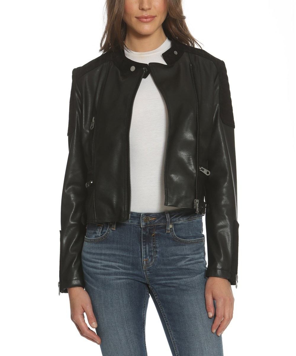 Vigoss Women's Non-Denim Casual Jackets BLACK - Black Faux Leather Jacket - Women | Zulily