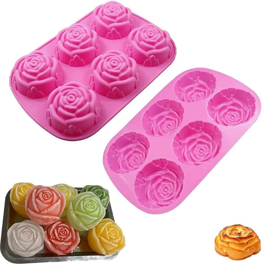 Rose Silicone Cake Tray Molds 2 Pcs Rose Silicone Molds for Homemade Soaps, Baking, Ice, Chocolat... | Amazon (US)