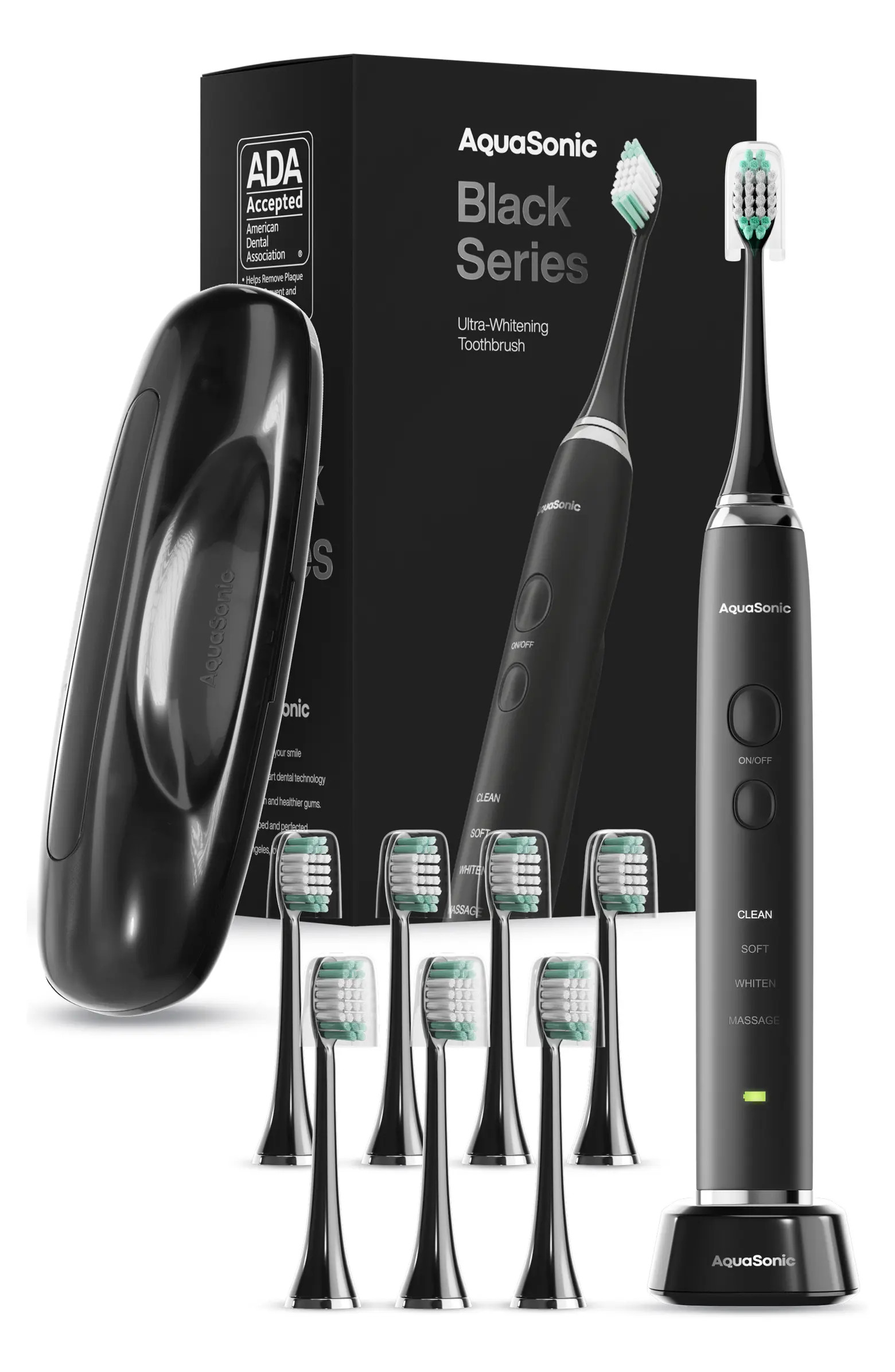 Black Series Ultra Sonic Whitening ToothBrush with 8 DuPont Brush Heads & Travel Case | Nordstrom Rack