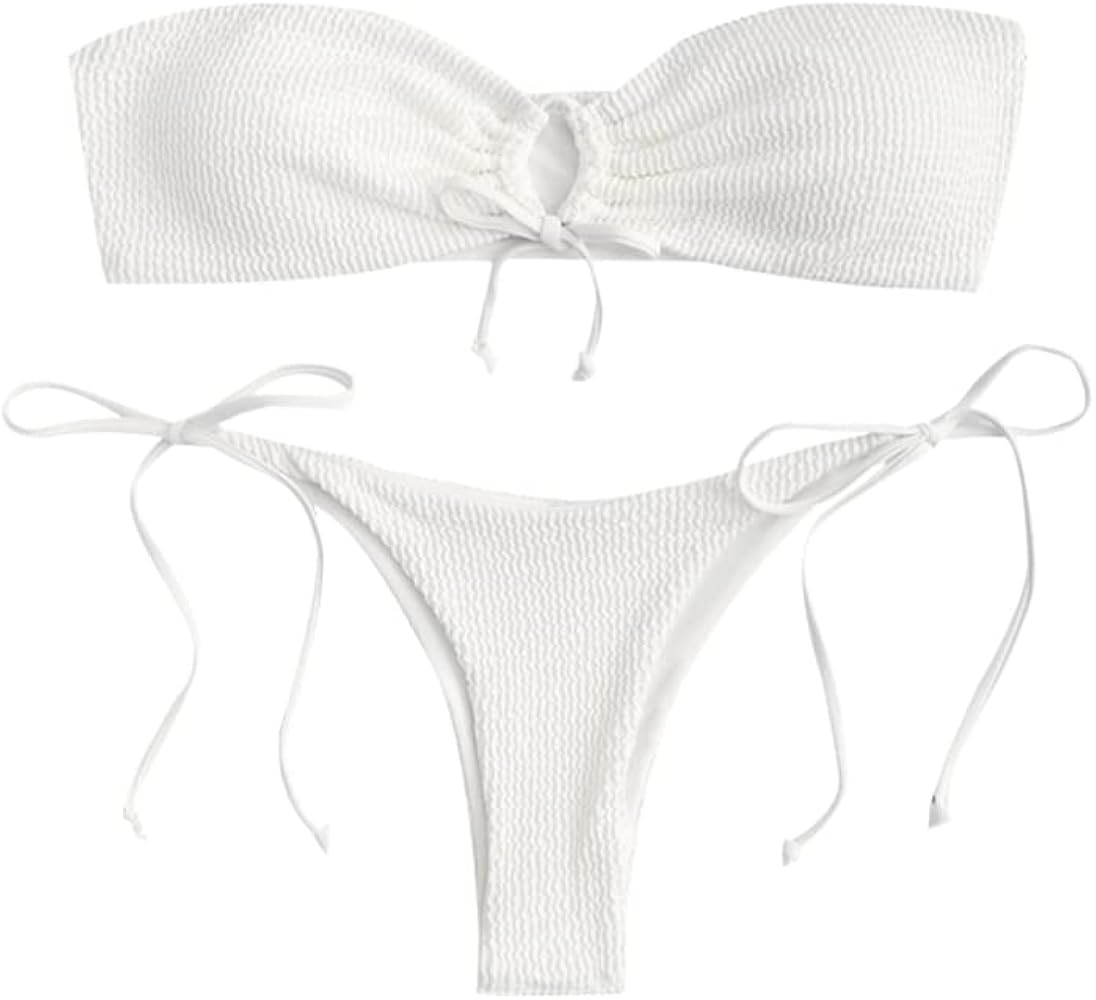 ZAFUL Women's Criss Cross Halter Bikini Bathing Suits 2 Piece Swimsuits | Amazon (US)