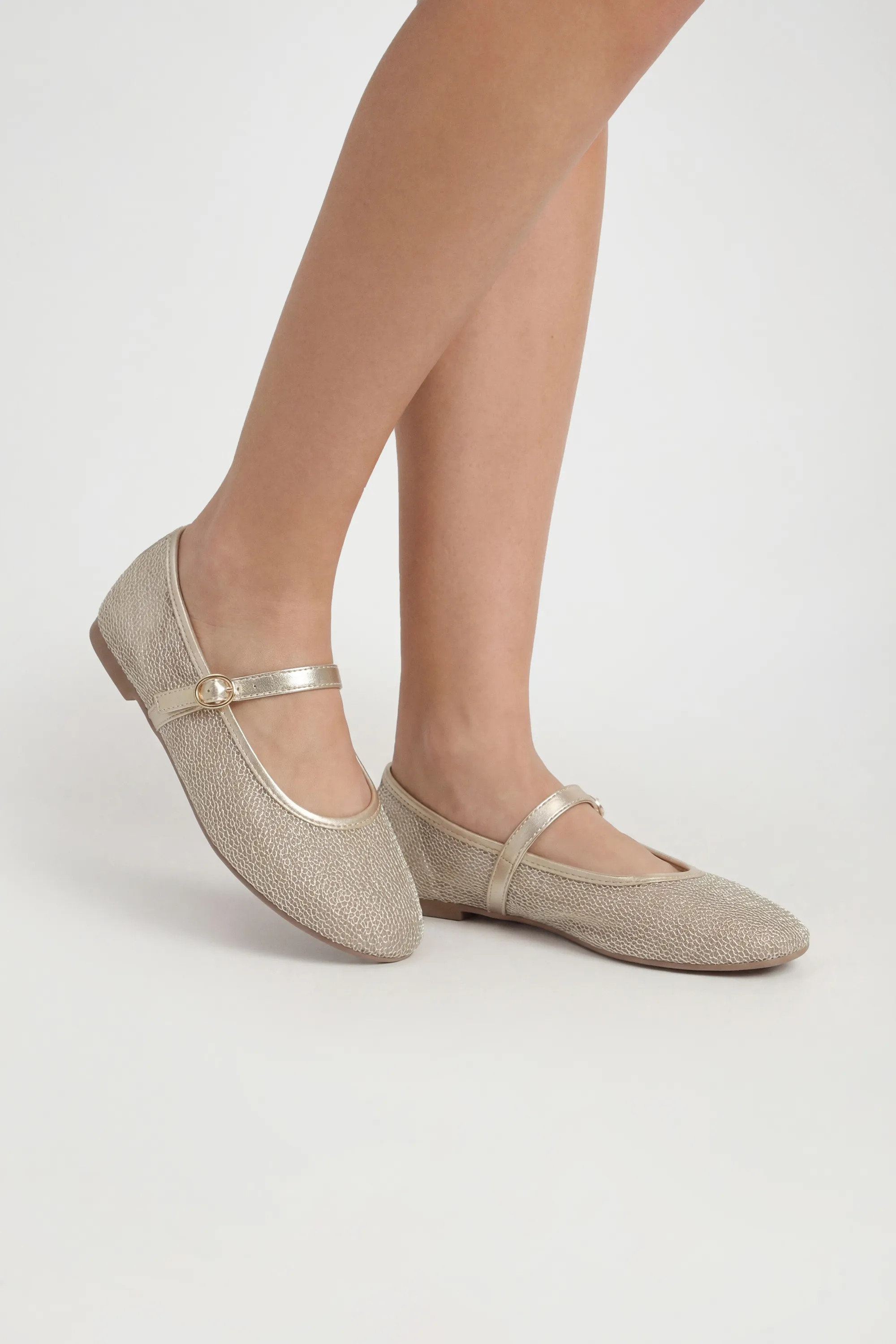 Gold Metallic Mesh Ballet Flats | Boohoo | Boohoo.com (UK & IE)