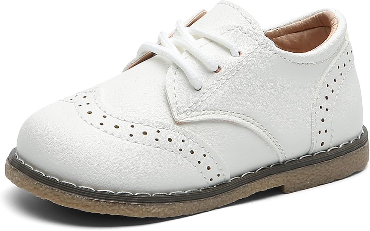 DADAWEN Toddler Boys Girls Dress Shoes Comfort Oxford Shoes Wedding Church Dress Shoes Lace Up School Uniform Loafer Flats (Toddler/Little Kid) | Amazon (US)