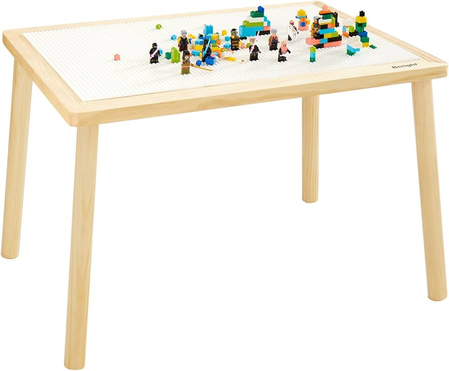 Beright Kids Table Actvity Table with 3 Baseplate White, Building Block Table with Double-Sided T... | Amazon (US)