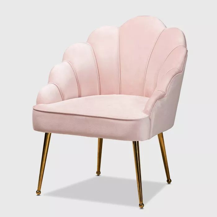 Cinzia Velvet Upholstered Seashell Shaped Accent Chair - Baxton Studio | Target