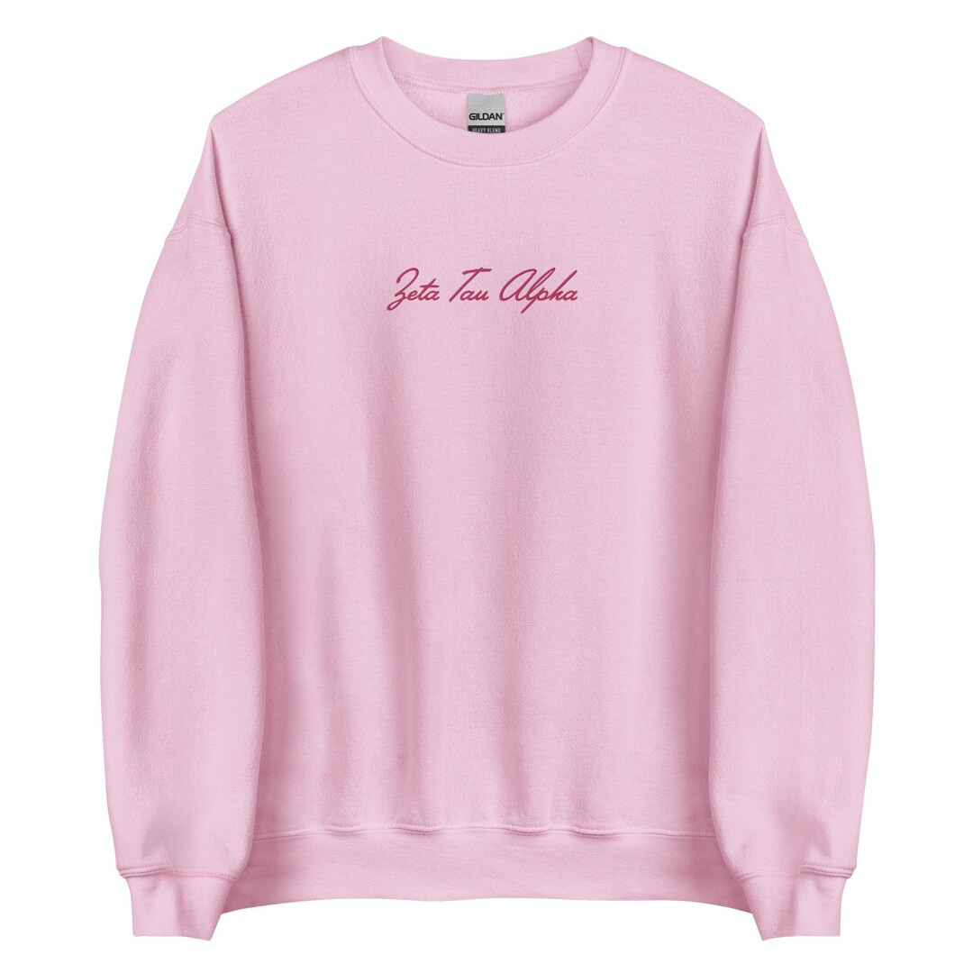 Zeta Tau Alpha Embroidered Sorority Script Sweatshirt Cute - Etsy | Etsy (US)