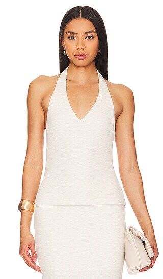 Sophie Rib Halter Top in Heather White | Revolve Clothing (Global)