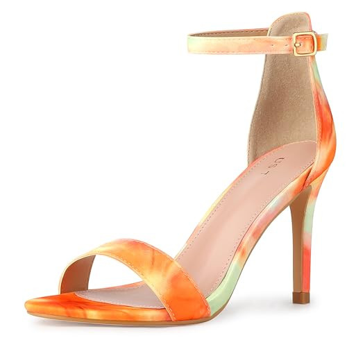 Perphy Tie Dye Ankle Strap Stiletto Heels Orange Sandals for Women 7 M US | Amazon (US)