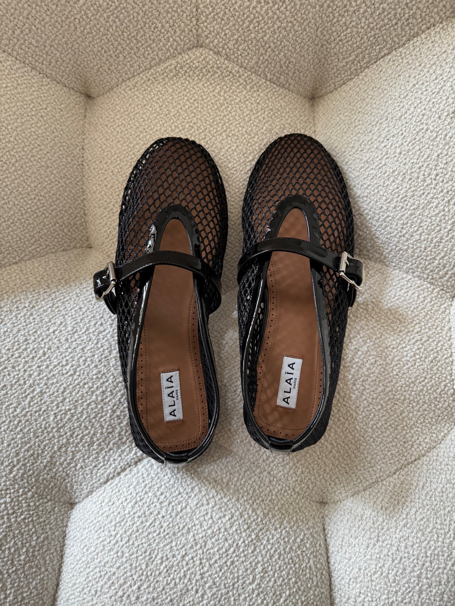 Alaïa Mesh Ballerina 🩰 Flats
I have size 40EU but could have sized down 1/2 size. 

#LTKShoeCrush #LTKOver40 #LTKSeasonal