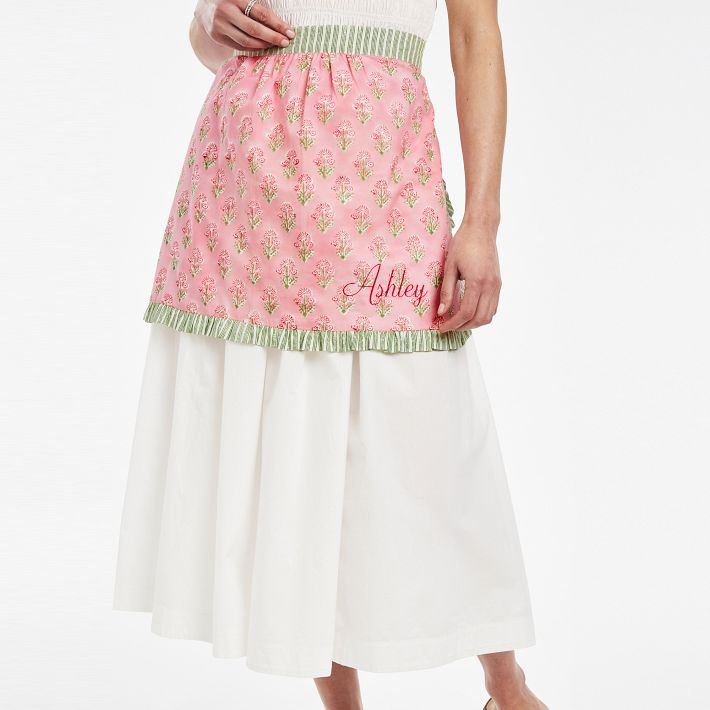 Block Print Ruffle Half Apron | Mark and Graham