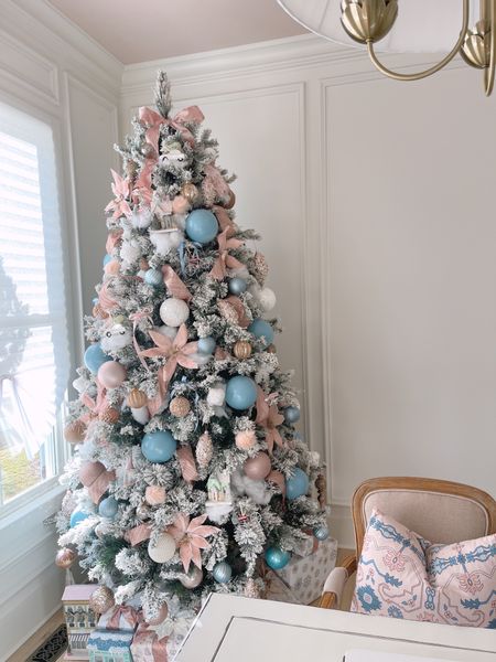 Blue and pink Christmas tree decorations in my office! 

#LTKstyletip #LTKHoliday #LTKhome