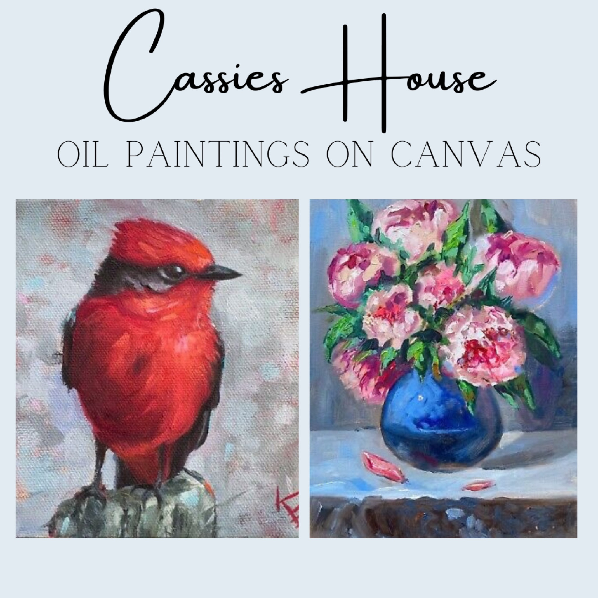 Floral oil painting, red bird oil painting. 

#LTKhome