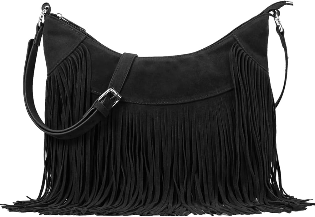 Sunwel Fashion Women Fringe Hobo Bag Western Purse Shoulder Bag Vegan Suede Tassel Hippie Crossbo... | Amazon (US)