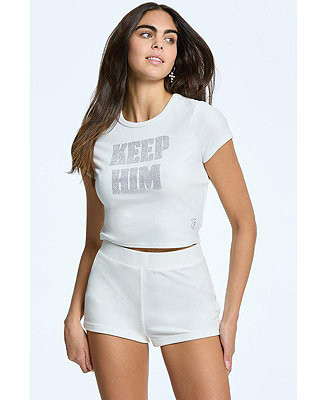 Women's Keep Him Velour Baby Tee | Macy's