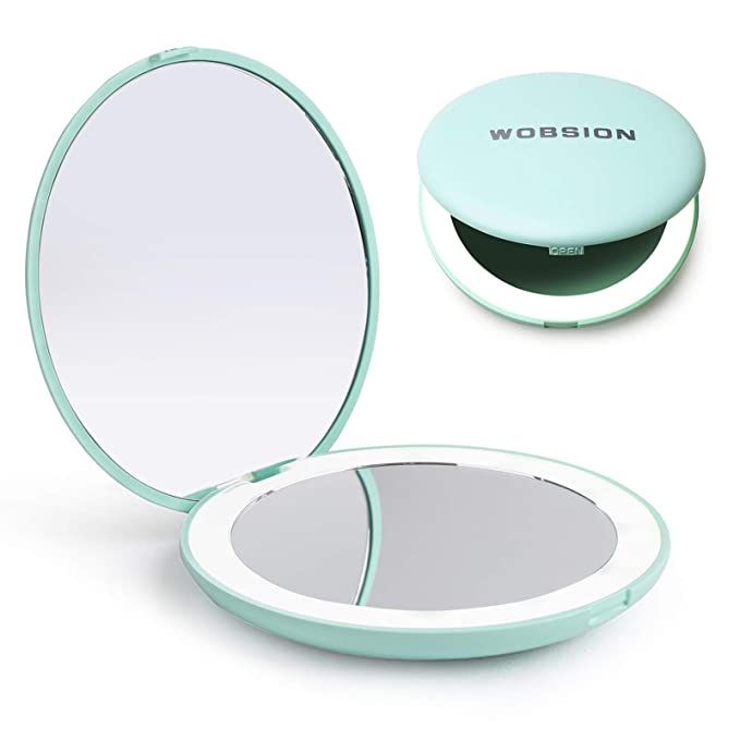 wobsion LED Lighted Travel Makeup Mirror, 1x/10x Magnification Compact Mirror, Portable for Handb... | Amazon (US)