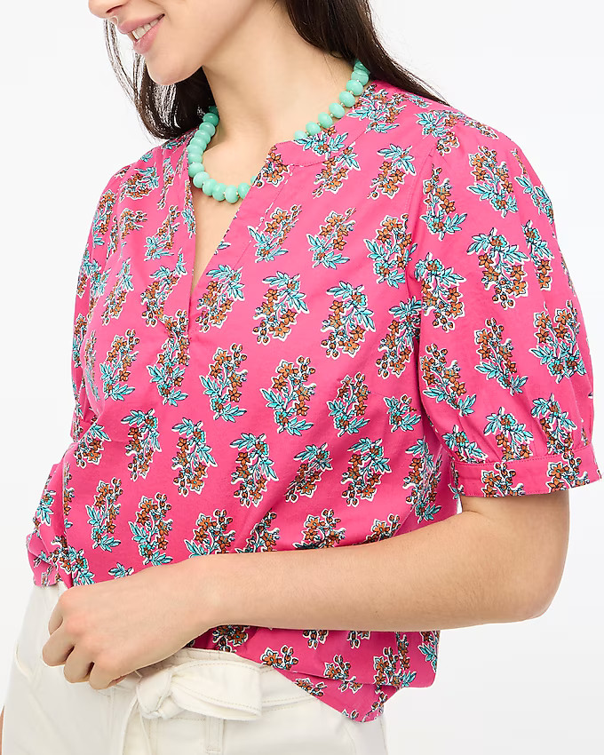 Printed short-sleeve poplin top | J.Crew Factory
