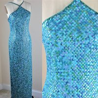 Sz 6// Lillie Rubin Mermaid Dress// Vtg Deadstock Sequins Blues Greens | Etsy (UK)