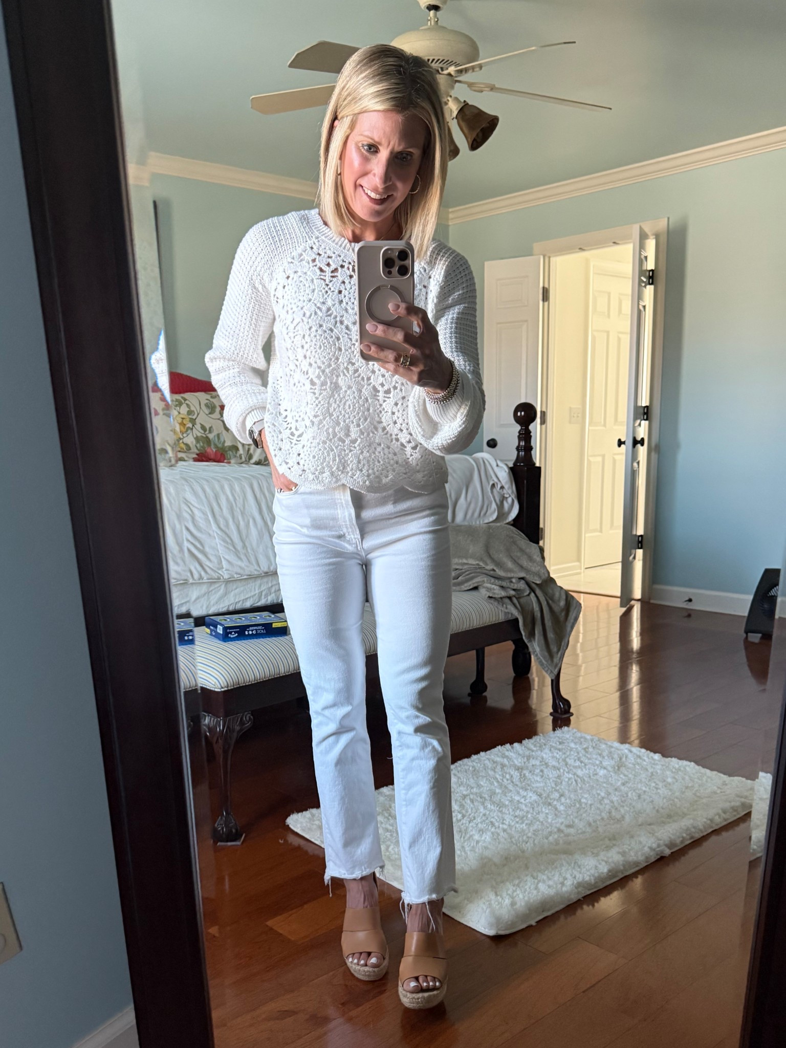 All white for a night out to dinner with friends! 
