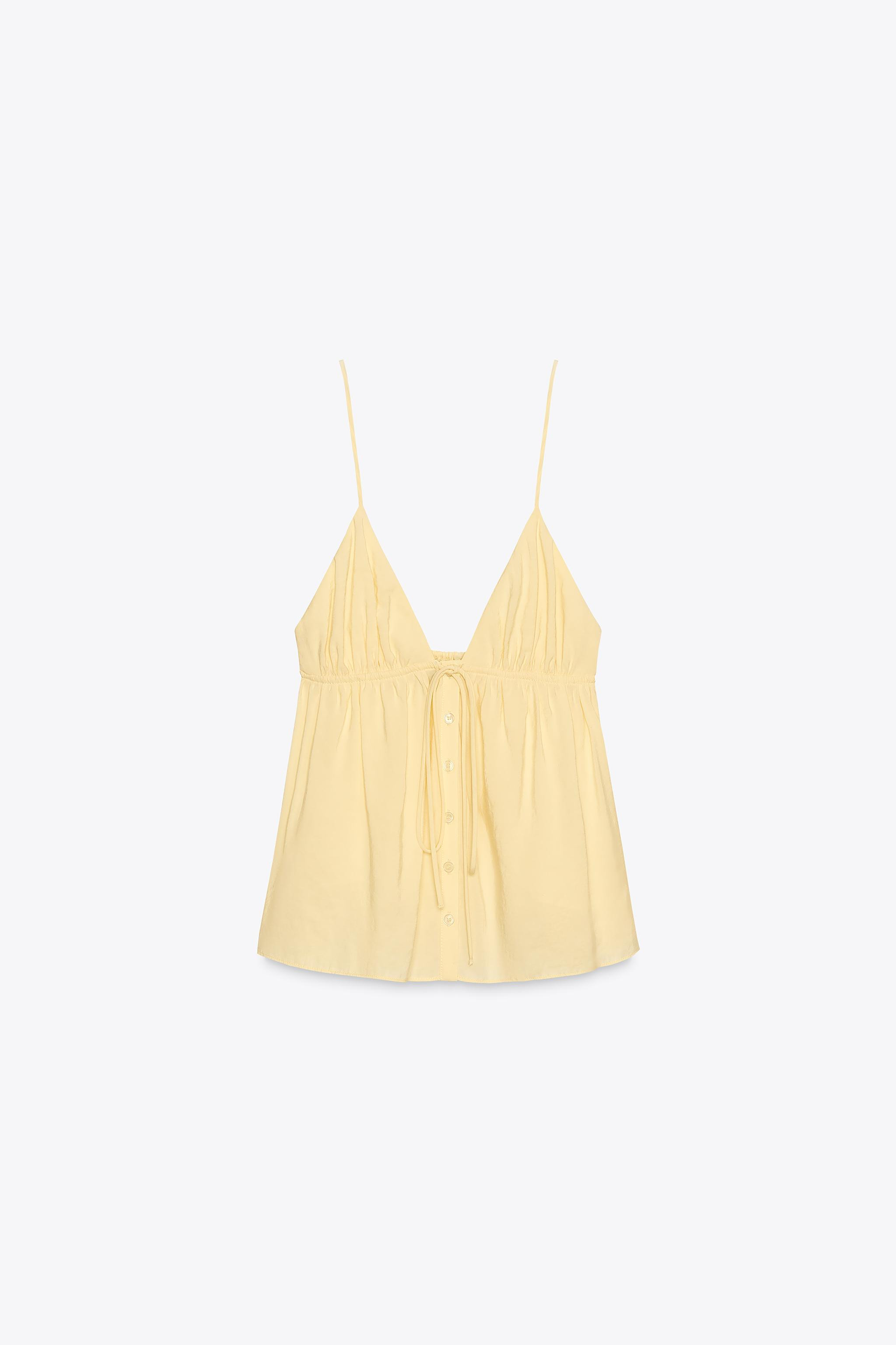FLOWING STRAPPY TOP Light yellow Black | Zara US