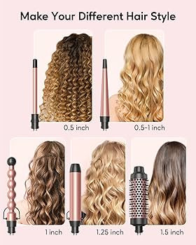 Wavytalk 5 in 1 Curling Iron,Curling Wand Set with Curling Brush and 4 Interchangeable Ceramic Cu... | Amazon (US)