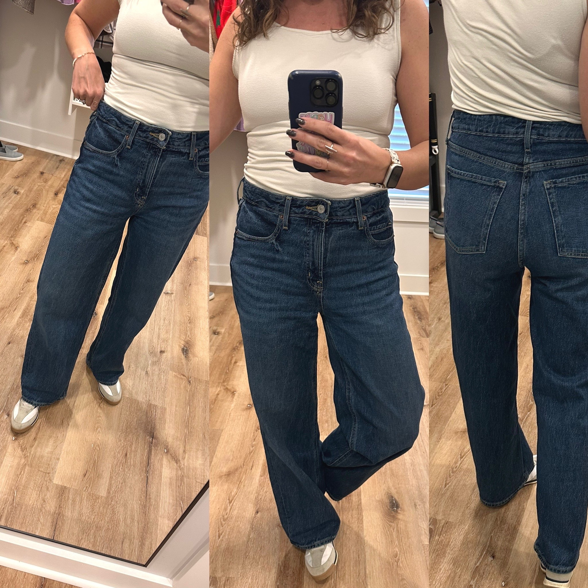 High rise wide leg jeans from Old Navy. I love the clean look with no rips or fray. 
TTS Wearing size 6

#LTKmomlife #LTKWorkwear