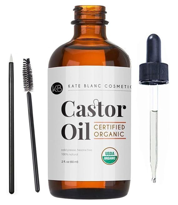 Castor Oil (2oz) USDA Certified Organic, 100% Pure, Cold Pressed, Hexane Free by Kate Blanc. Stim... | Amazon (US)
