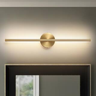 Aidan 1-Light Gold Linear Dimmable LED Wall Sconce | The Home Depot