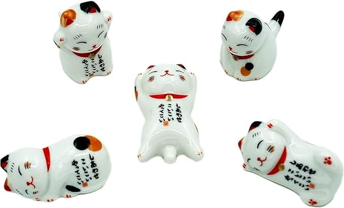 Cute Cat Chopsticks Rest Dinner Spoon Stand Knife Fork Holder, Valentine's Day present (5pcs Whit... | Amazon (US)