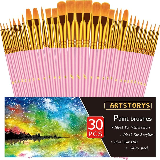 Paint Brushes Set, 30 Pcs Paint Brushes for Acrylic Painting, Oil Watercolor Acrylic Paint Brush,... | Amazon (US)