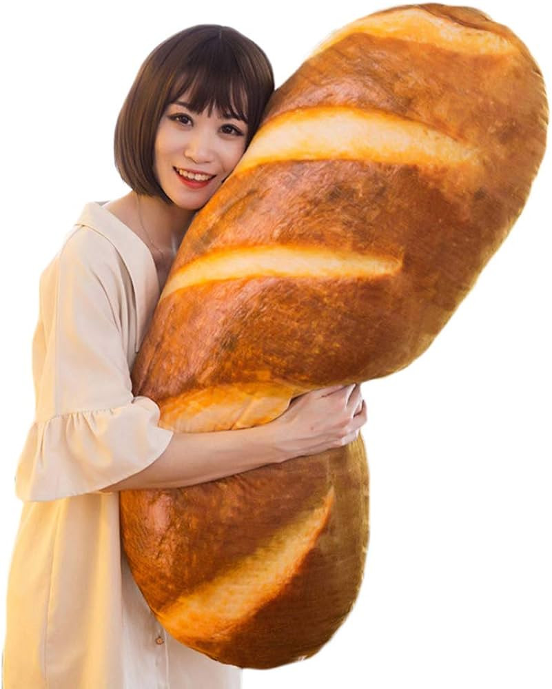 Levenkeness 3D Simulation Bread Plush Pillow,Soft Butter Toast Bread Food Pillow Lumbar Back Cush... | Amazon (US)
