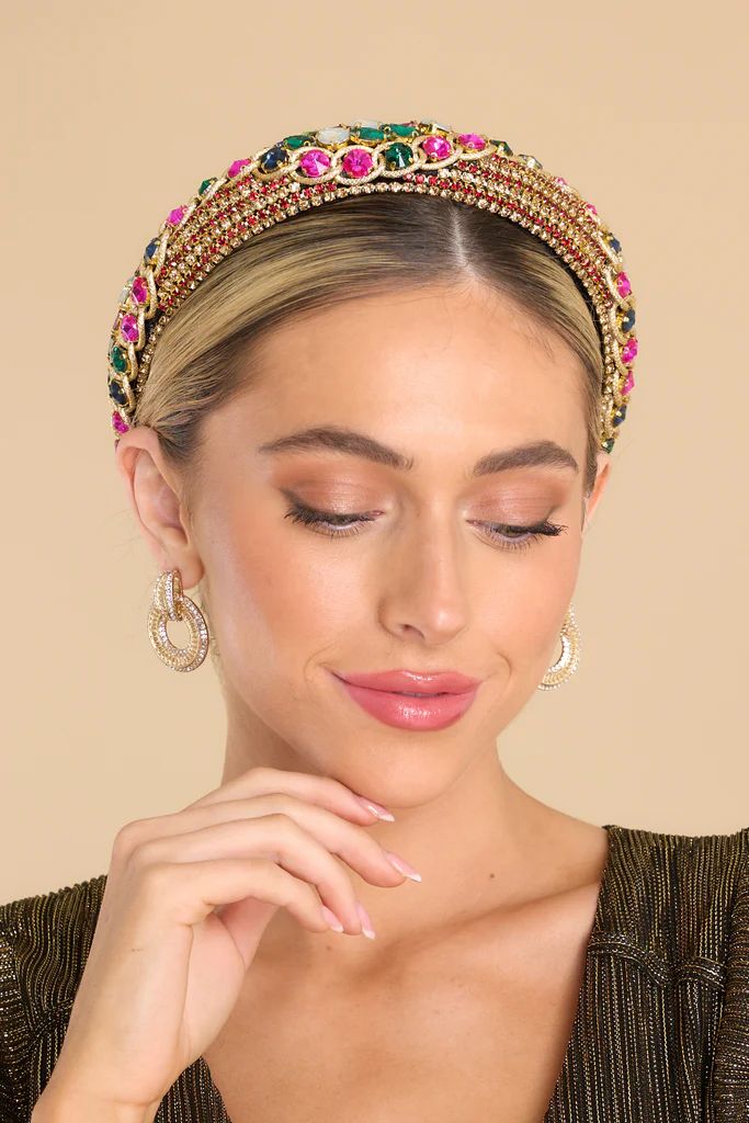 Out Of Reach Gold Multi Headband | Red Dress 