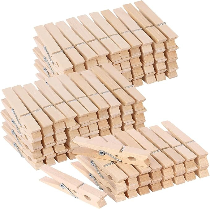 100pcs Clothes Pins Wooden Clothespins 3inch Heavy Duty Wood Clips for Hanging Clothes Pictures O... | Amazon (US)