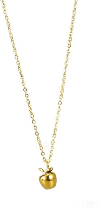 Gold Apple Pendant Choker Necklace Polished 18k Gold Plated Dainty Chain for Women Adjustable Lay... | Amazon (US)